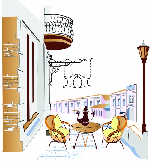    / Town cafe in vector