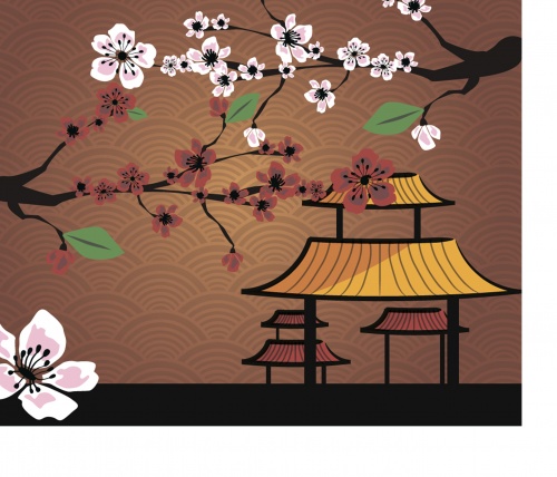 Japanese card with blossom sakura