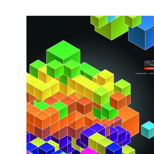 Разноцветные квадраты и кубы фоны | Colored square and cube vector background