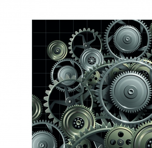     | Metal gears and cogwheels vector background