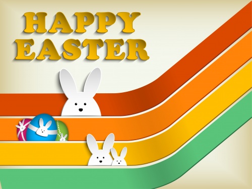      / Easter color banners with rabbit in vector