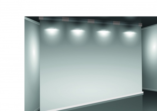 Интерьер пустая витрина | Interior showroom with empty wall and light vector