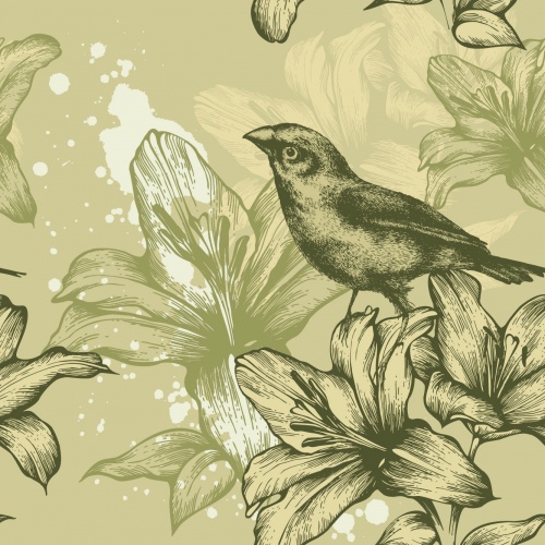Vintage Backgrounds with Birds Vector