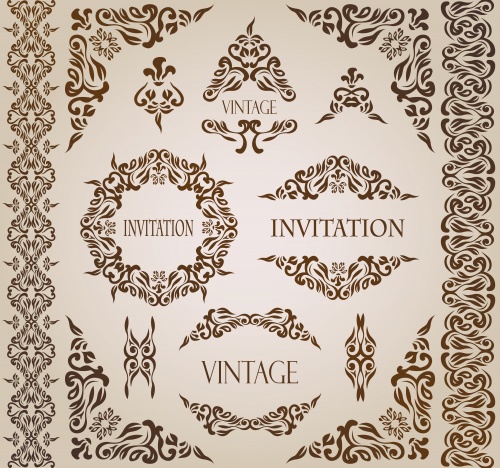 Vector vintage frame and invitation for menu
