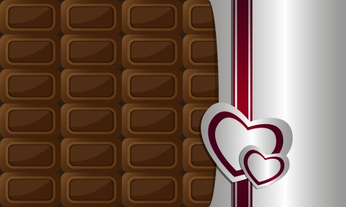 Векторный клипарт шоколадной плитки с бантом и сердцем