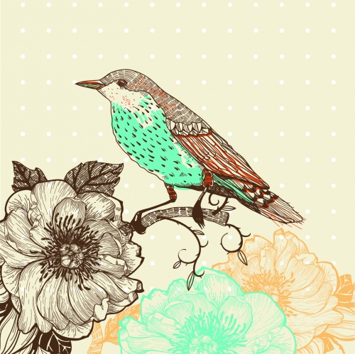 Floral Backgrounds with Birds Vector