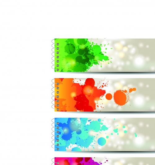     | Colorful abstract watercolor banner and cards vector