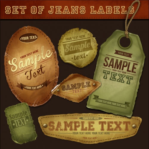 Jeans Labels & Tags Vector