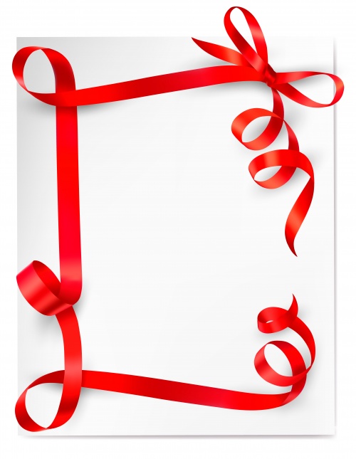 Holiday background with red green and blue gift bow with red ribbons