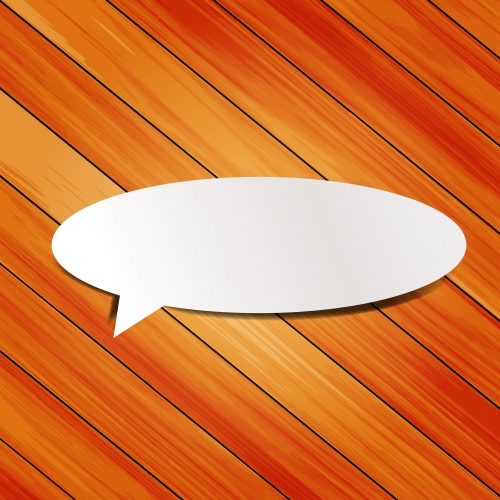   -   Stock: Vector wooden background with speech bubbles paper stick