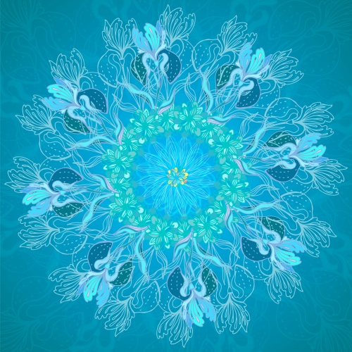 Turquoise vector backgrounds with floral patterns