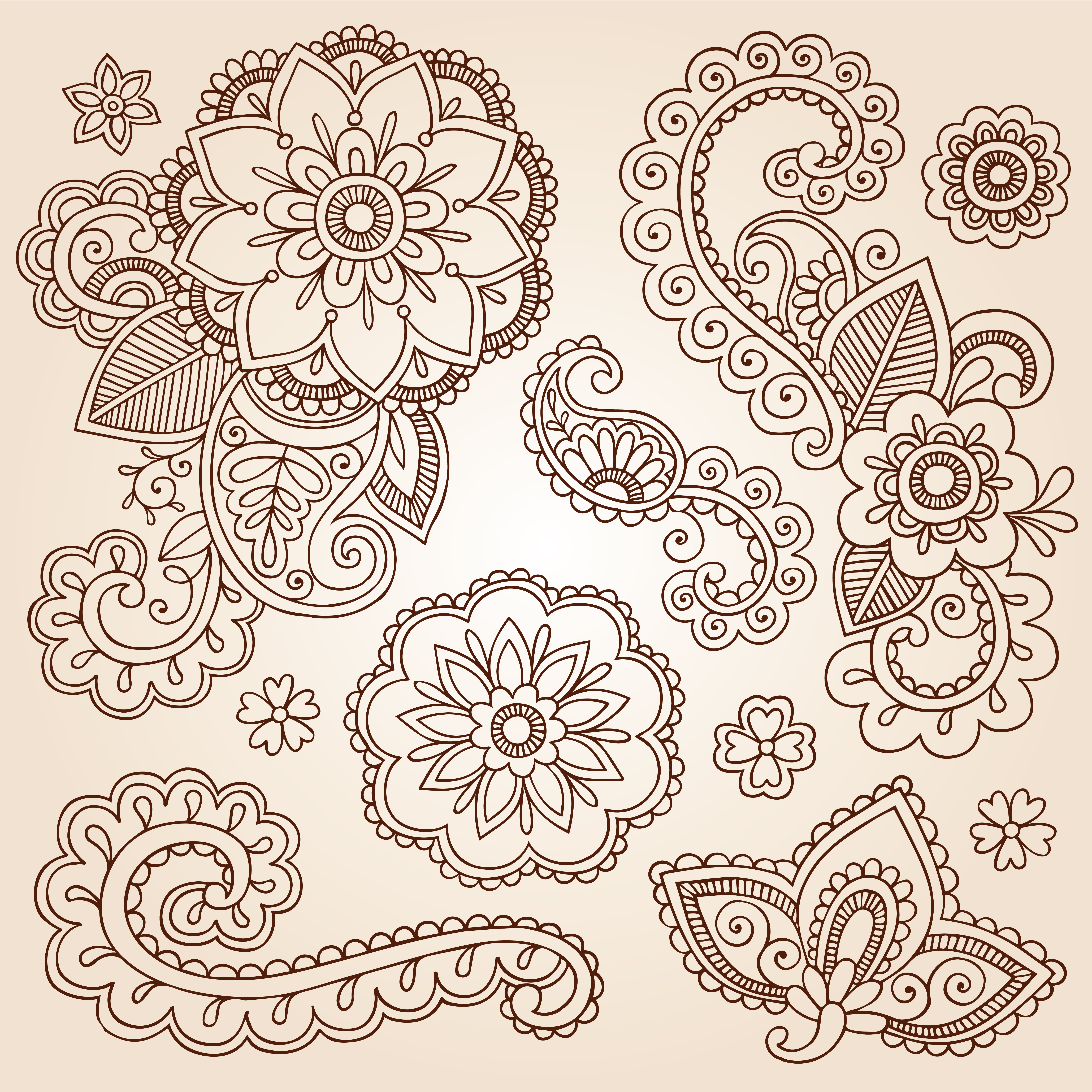 Stock: Ornate Henna Paisley Doodle Vector.