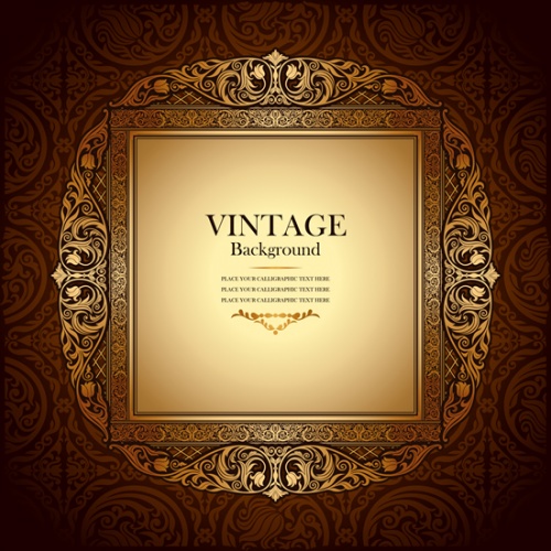       , 15 / Vintage background with gold ornament, 15 - vector stock