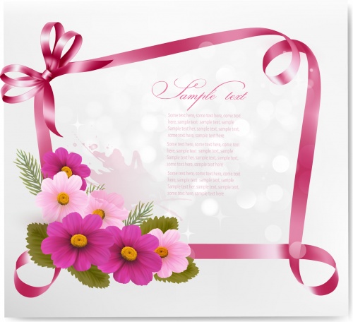 Greeting Cards with Flowers Vector