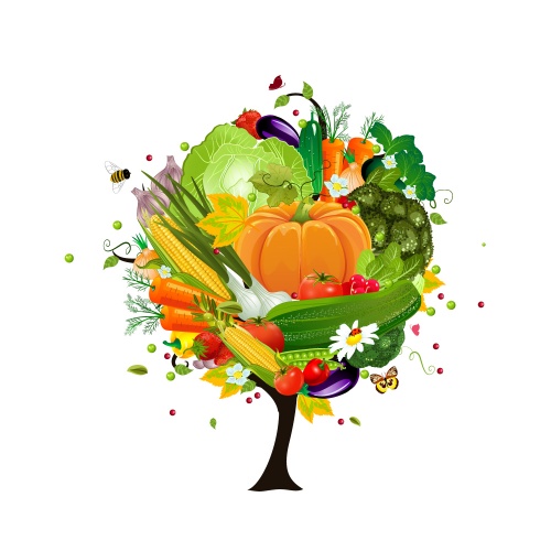 Autumn decorative tree with vegetables