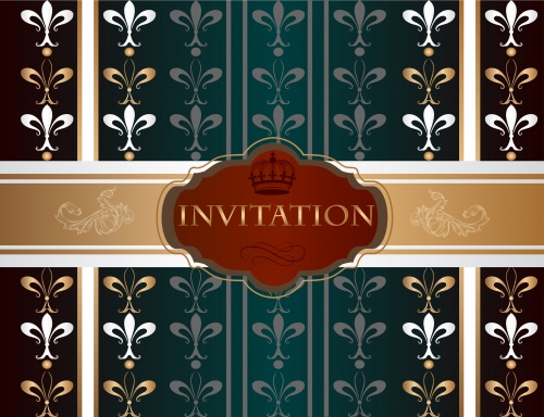        / Vintage menu and invitation with gold ornament in vector
