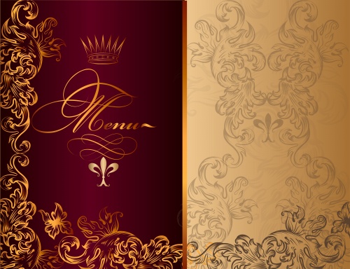        / Vintage menu and invitation with gold ornament in vector
