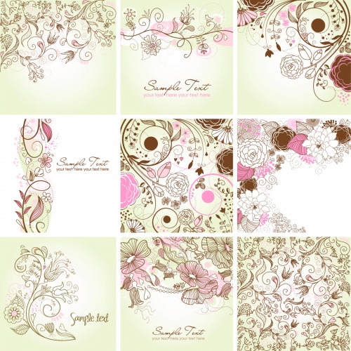 Pastel floral greeting cards