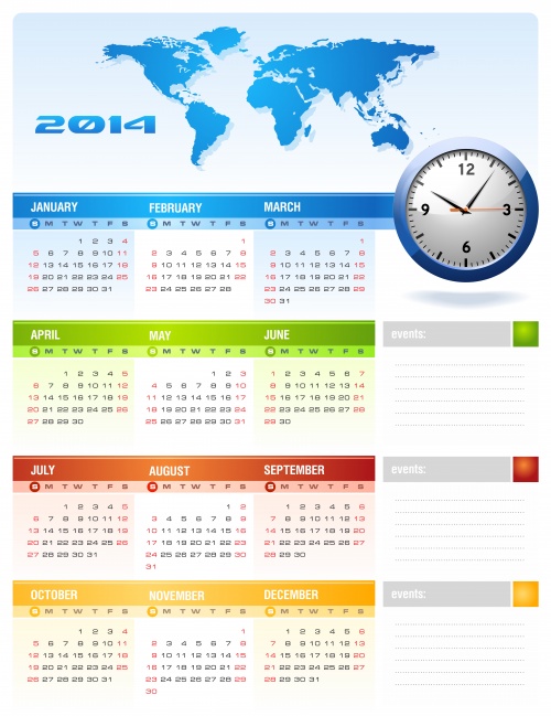   2014 ,  4 / Calendars 2014, part 4 - vector stock