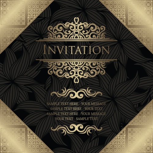      ,  2 / Vintage invitations and labels, part 2 - vector stock