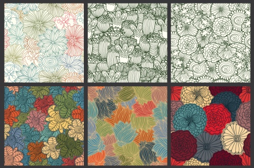 Seamless Vector Patterns Floral Chaos Set 60
