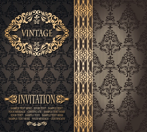       / Vintage green backgrounds with gold elements - vector stock
