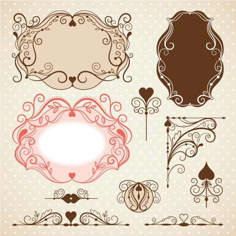      / Vintage floral frame and inscriptions in vector