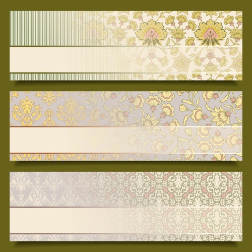 Vintage seamless patterns and banners