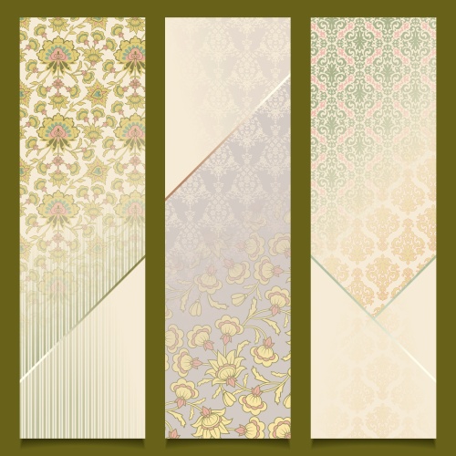 Vintage seamless patterns and banners