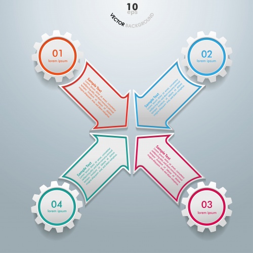      / Infographic Hexagon Colorful Gears - vector stock