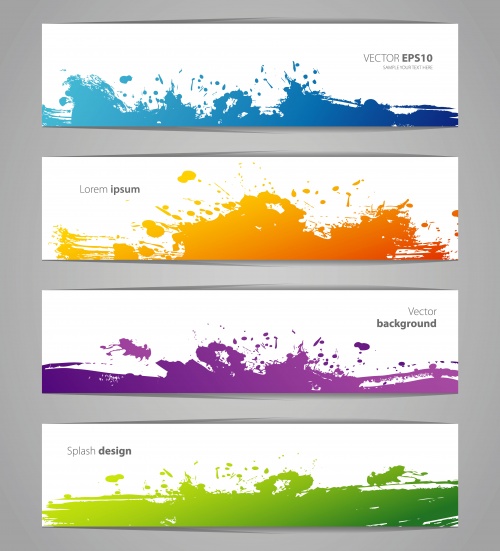       / Banners with paint splashes - vector stock