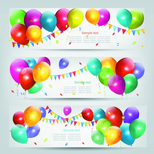 Color Balloons Banners Vector