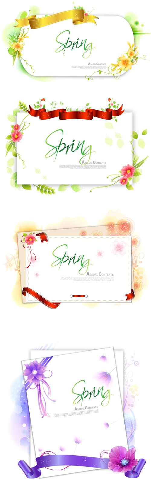 Flower frames with ribbons